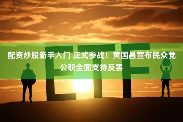 配资炒股新手入门 正式参战！黄国昌宣布民众党公职全面支持反罢